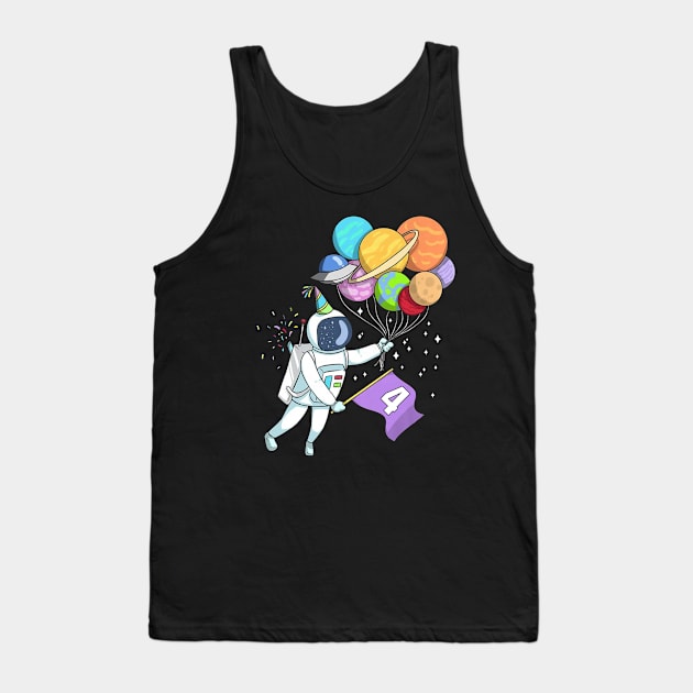 Kids Astronaut 4 Years Old Birthday Tank Top by wheeleripjm